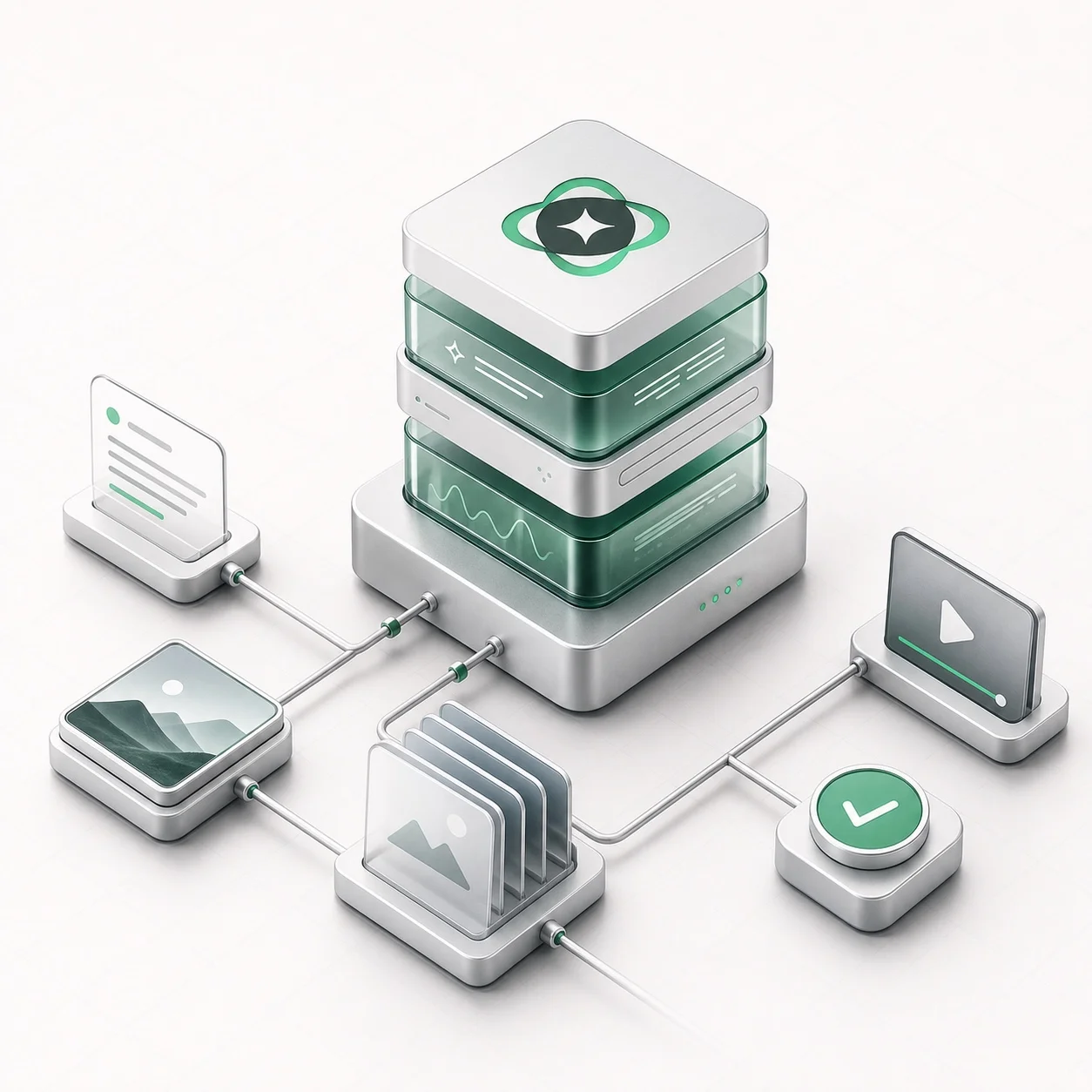 A precision-built campaign system connecting one idea to text, image, carousel, video and approval modules